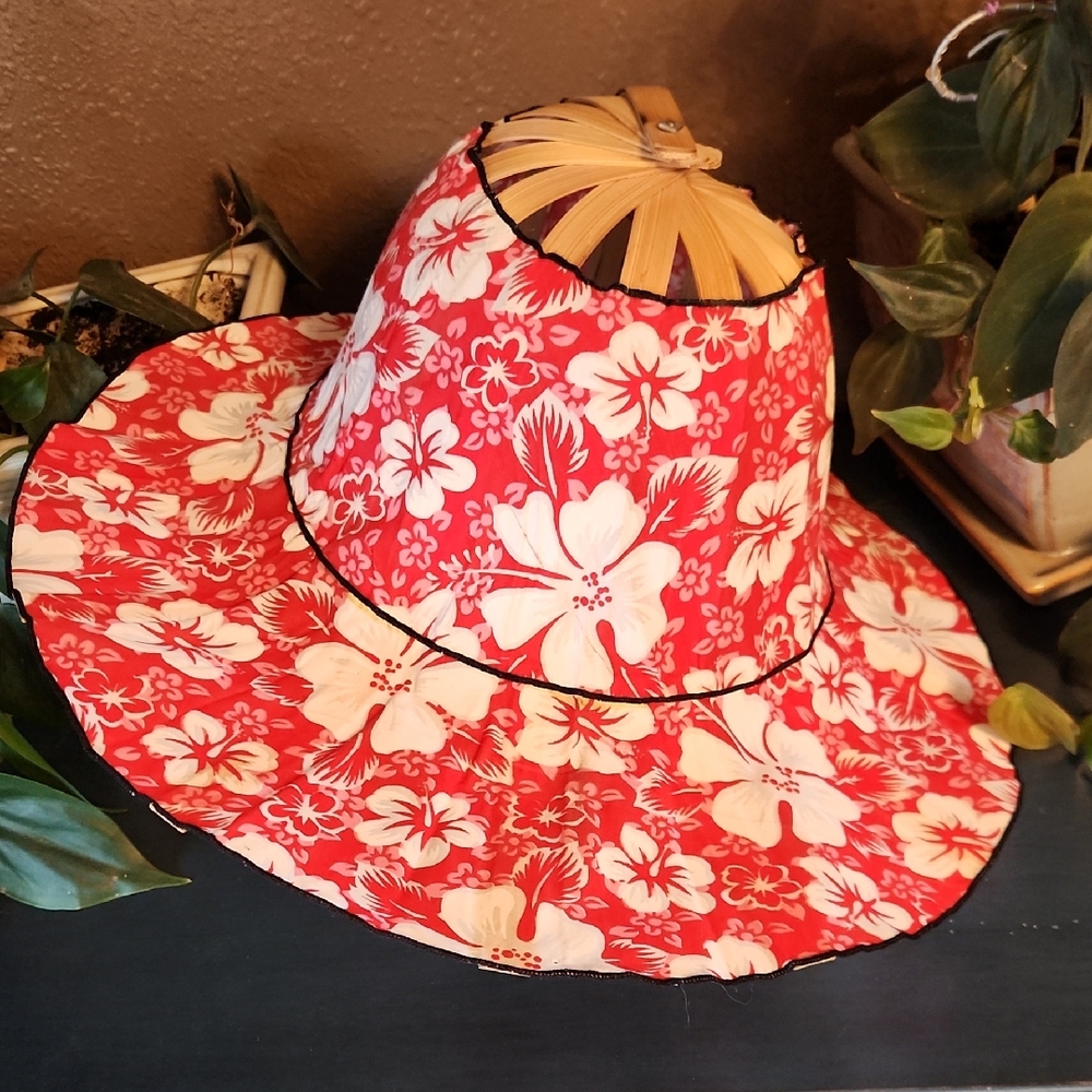 Bamboo And Cloth Wide-Brim Folding Sun Hat